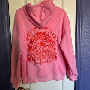 Pink Palm Puff Pink Hoodie with Red Graphic